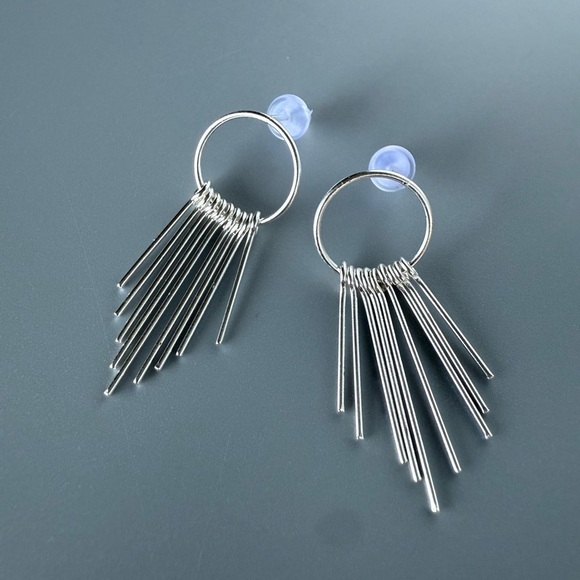 Sterling Silver Fringe Dangle Earrings - Picture 3 of 6